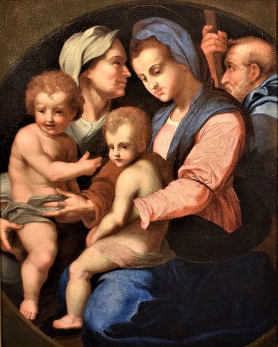 Sainte Famille, Elisabeth et Jean Baptiste - École italienne du XVIe siècle, cercle Andrea del Sarto -